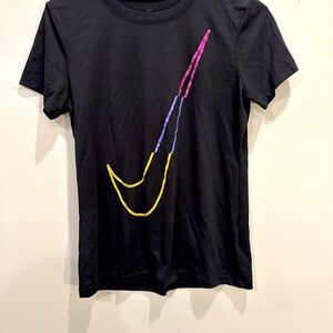 Nike Retro Colors t-shirt.  Size M. Black, purple, pink and yellow.